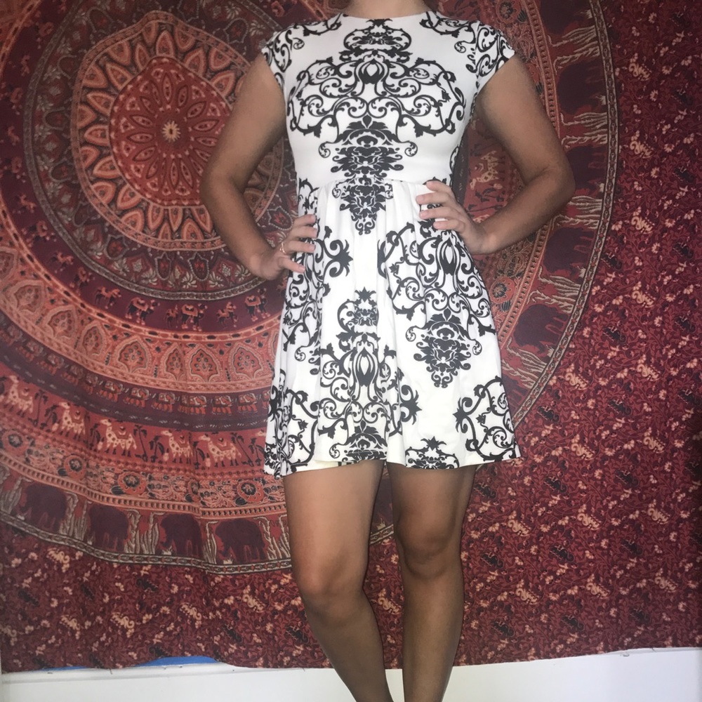 black and white dress